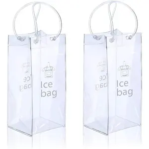 Ice Wine Bag Portable Collapsible Clear Wine Pouch Cooler with Handle for Party,Outdoor,Champagne,Cold Beer,White Wine,Chilled Beverages,Iced Drinks 3 Pack (2)