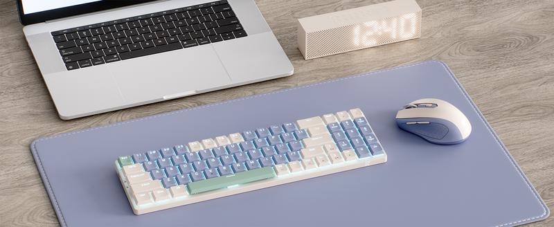 Redragon BS8772 Wireless Ergonomic Keyboard & Mouse Combo 75% 78 Keys 2.4Ghz Low-Profile Mechanical w/Rechargeable Battery 2400 DPI Blue Backlight