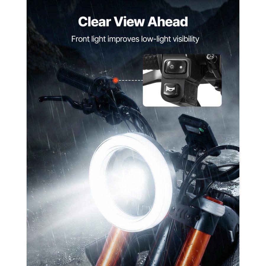 VEVOR Electric Dirt Bike for Teens Adults, 2000W Motor, 31 MPH Speed, 31 Miles Max Range, 48V 22.5Ah Battery, Off-Road Motorcycle with Light, Display, Dual Suspension Hydraulic Brakes for Age 14+