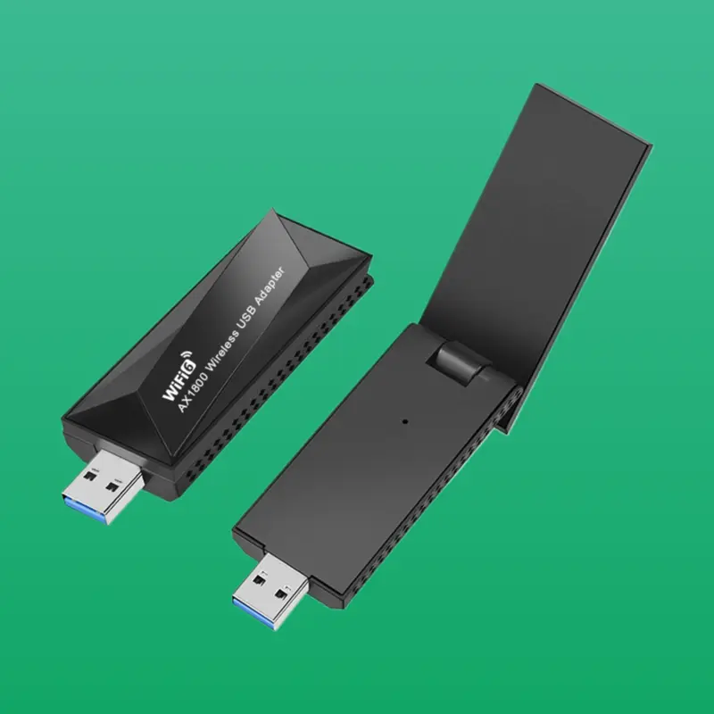 WiFi 6 Dual Band Adapter (WiFi 6(802.11ax), 1800Mbps USB 3.0) - Compact Plug-and-Play MU-MIMO Wireless Dongle for PC/Laptop, 5G-2.4G Driver-Free, 43g, Linux-Compatible, High-Gain Antennas, Color Box, User Manual, Mu-Mimo Technology