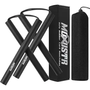 Safe Foam Rubber Cord Nunchakus Karate Upgraded for Beginners Practice and Training 2 Pack