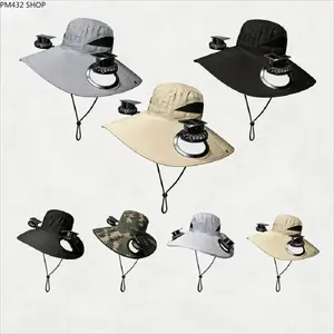 Solar Powered Cooling Fan Hat for Outdoor Use – Wide Brim Fishing Cap with 180° Adjustable Fan, UPF50+ Sun Protection, USB & Solar Rechargeable, Ideal for Beach, Camping, Hiking & Fishing