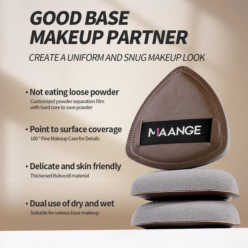 MAANGE 4pcs Bamboo Charcoal Marshmallow Air Cushion Puff with Storage Box, Powder Puff for Loose Powder, Face Makeup Sponge Soft Velour Triangle Powder Puffs Beauty Sponge, Cosmetics
