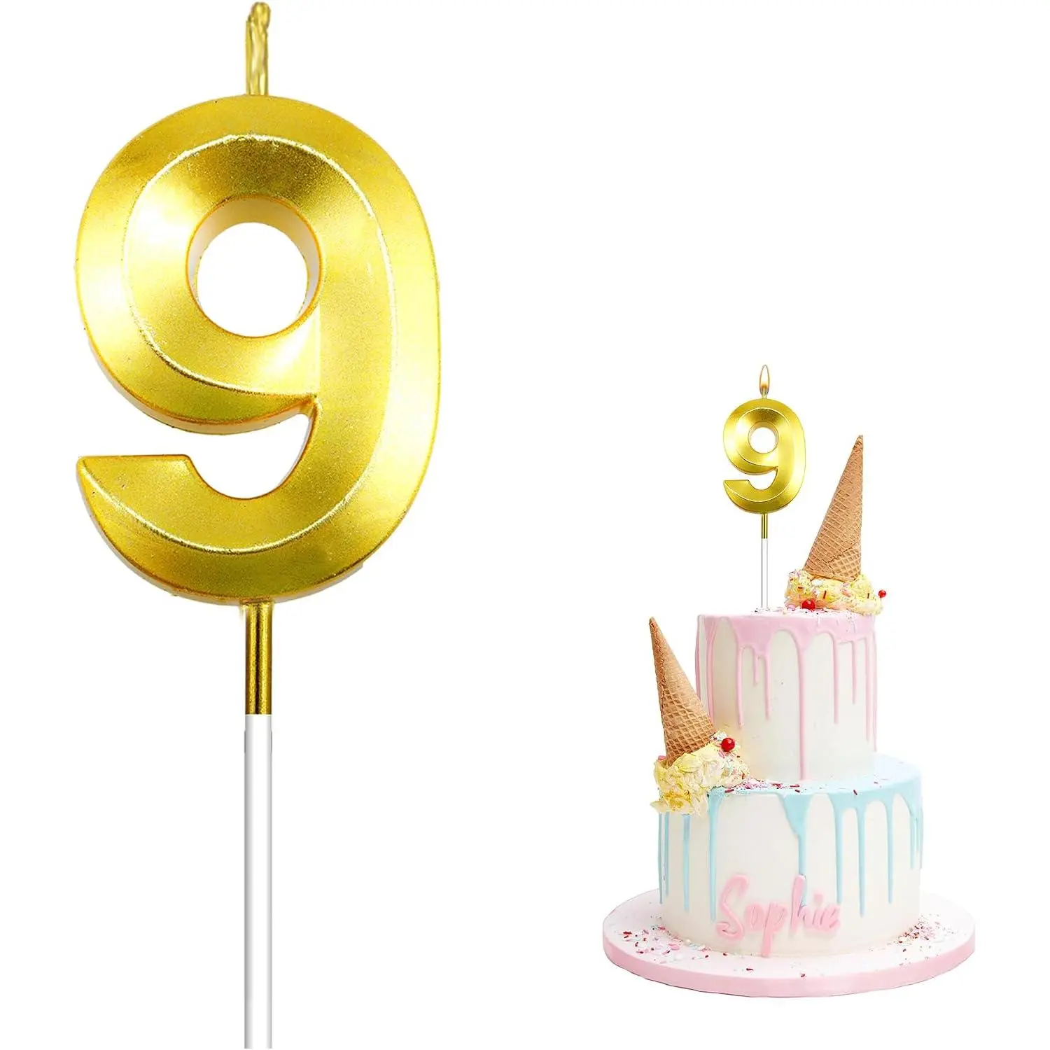 Birthday Candles for Cake,  Number 9 Birthday Candles, Happy Birthday Numeral Candle, Number Candles for Cake Decorations for Birthday Party Wedding Anniversary Graduation Celebration