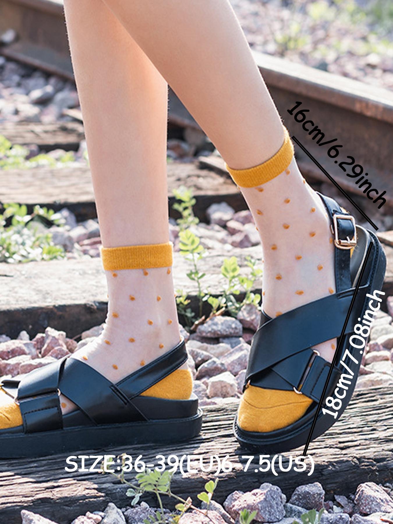 Women's Plaid Print Sheer Mid-calf Socks, Fashion Casual Comfy Breathable Socks for Daily Outdoor Wear, Women Socks for All Seasons, Breathable Fabric Socks, Socks Set