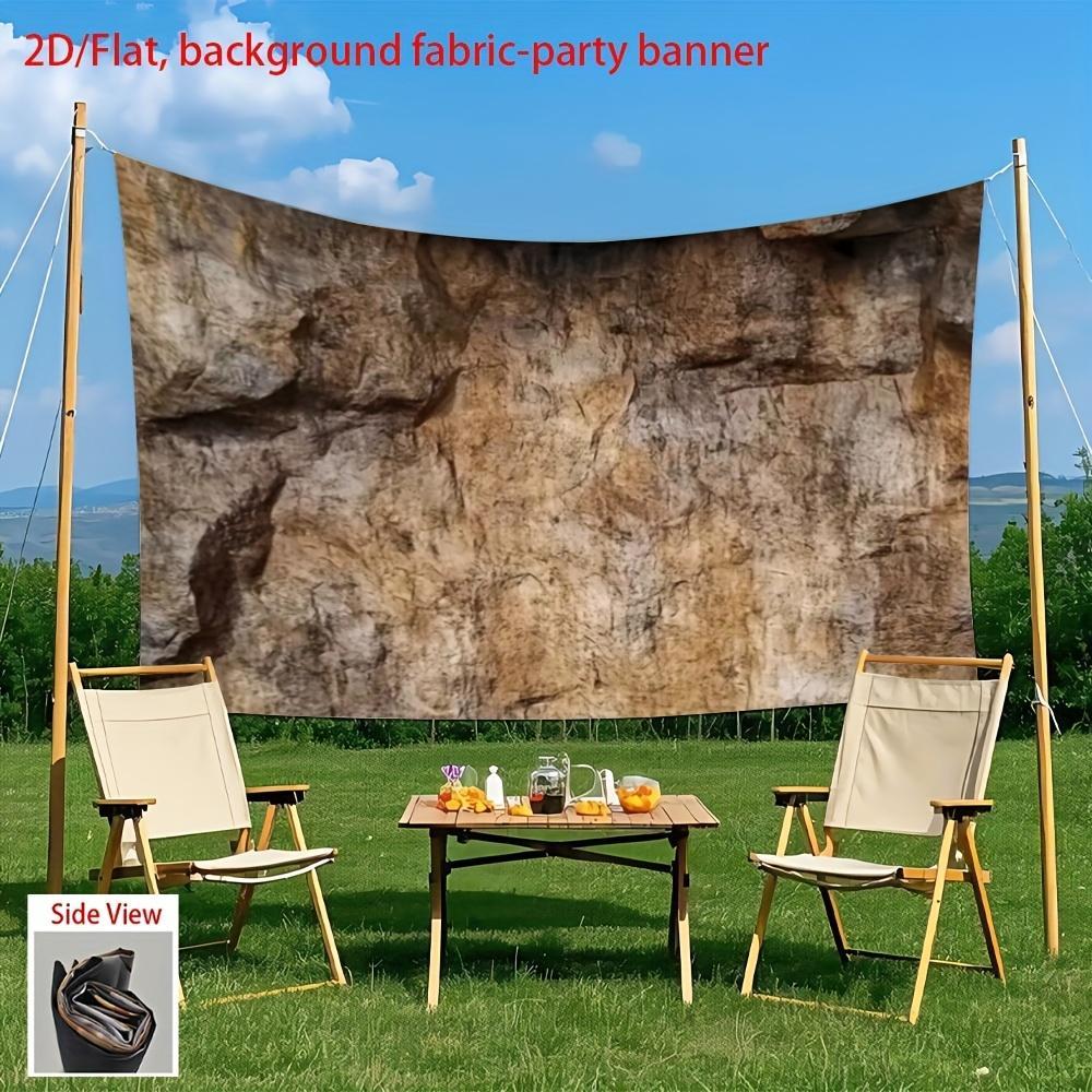 1pc 2D Flat Rustic Rock Wall Decor Backdrop - Natural Stone Texture Party Banner, Durable Polyester Fabric for Weddings, Birthdays, Bars & Home Decor, No Electricity Needed, Easy Setup, Festival Background, Tex