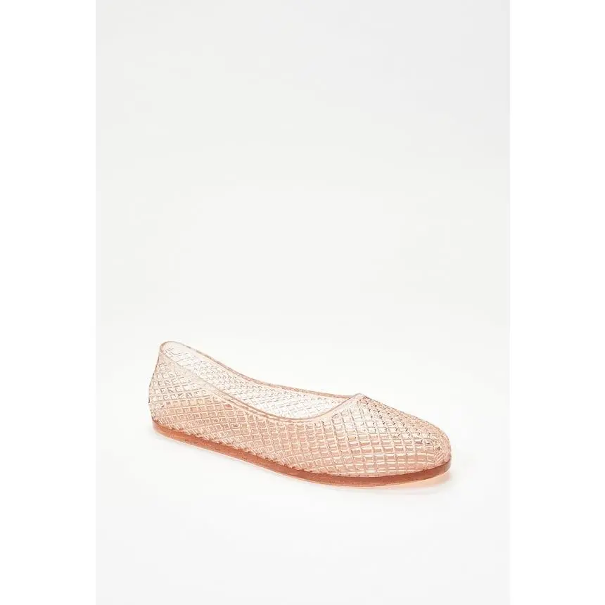 Women's Grid Textured Jelly Ballet Flats, Waterproof Slip-On Round Toe Shoes, Lightweight Casual Flats for Pool & Beach