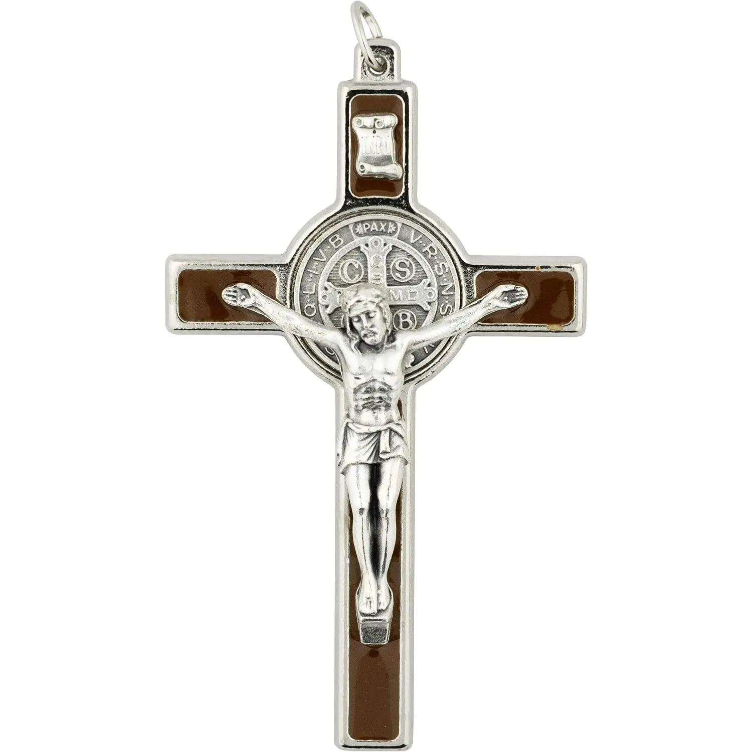 3" Saint Benedict Medal Crucifix Pendant | Patron Saint of Students and  |  Addition to a Necklace or Rosary |  Catholic  |
