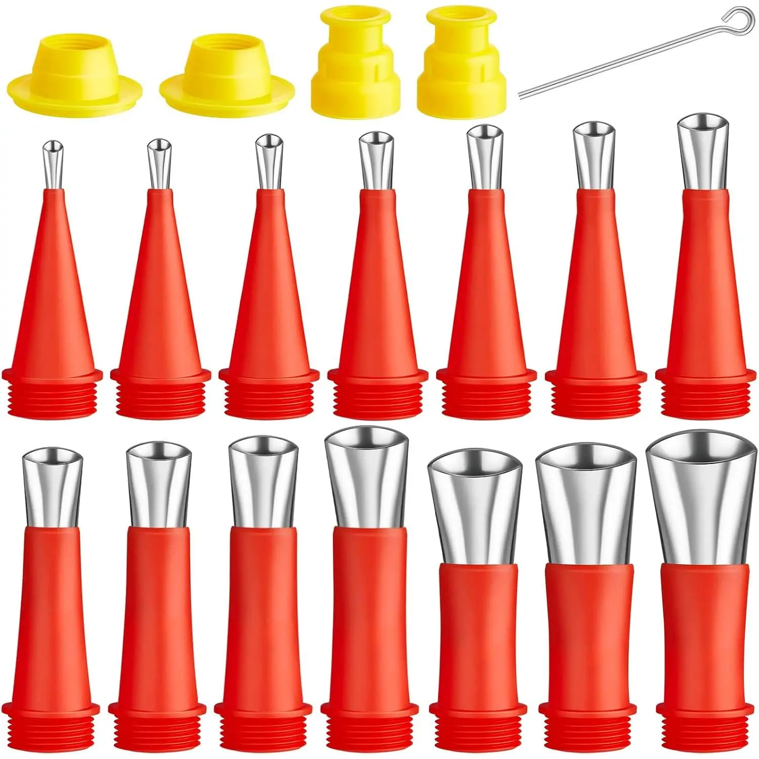 19 count Caulking Finisher Kit, Caulking Nozzle Tips: 14  Stainless Steel Applicators, 4 Connection Bases , 1 Glue  for Bathroom Kitchen Windows Sink Joint