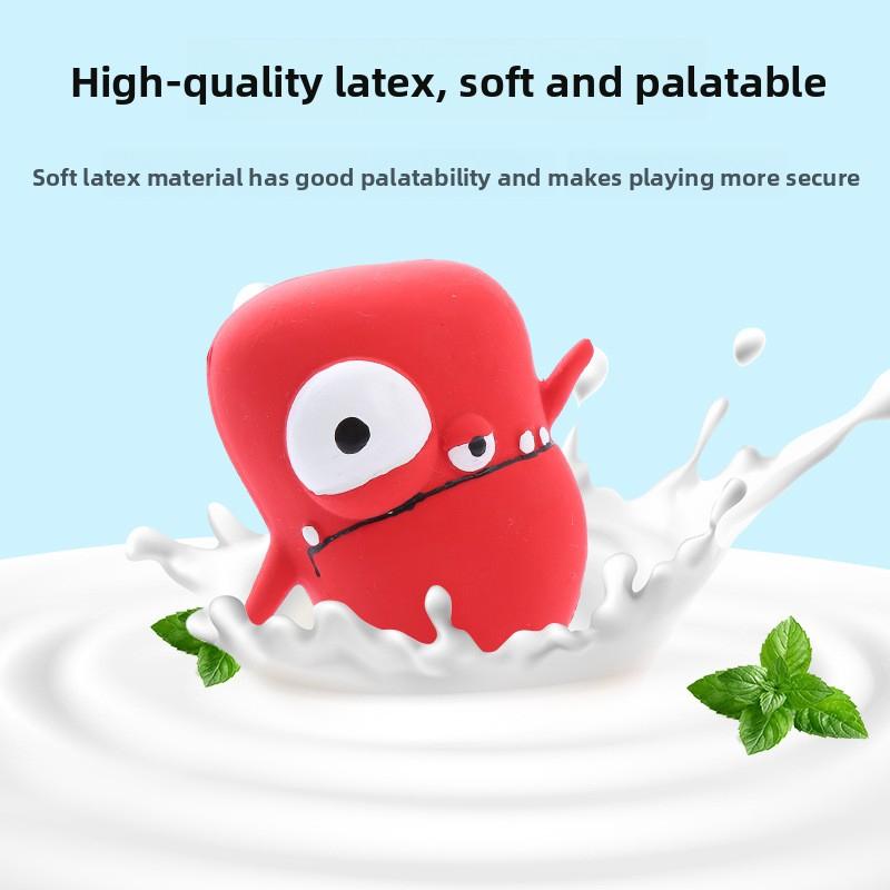 Safe Natural Latex Dog Chew Toy - Cute Big-Eye Monster Squeaky Toy, Gentle on Gums for Puppies & Light Chewers, Resilient Non-Toxic Fetch & Teething Toy for Small Dogs surprise gift shaped harness Interactive Bungee Bite Resistant Inflatable Balls Set
