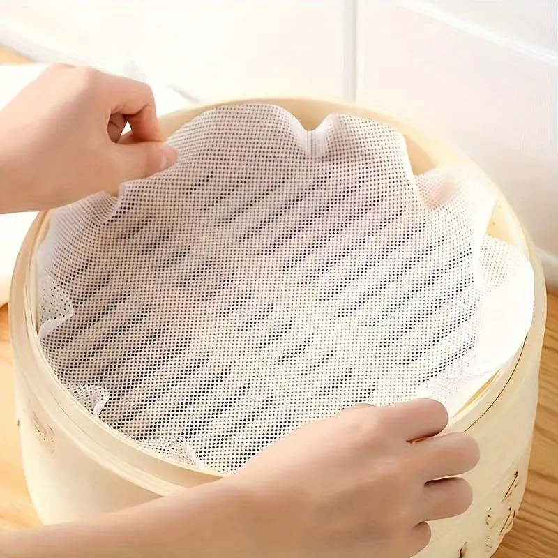 50pcs High Temperature Resistant Steamer Cloth, Non-Stick Baking Mat for Steamed Bun Mantou, Durable Paper Steaming Pad