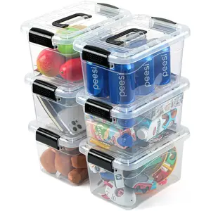 Plastic Storage Bins with Lids 6 Packs, 7 Quart Storage Organizer Bins with Buckle-Up Latches and Handle, Stackable Storage Containers for Home Pantry Office Classroom Organization, Clear