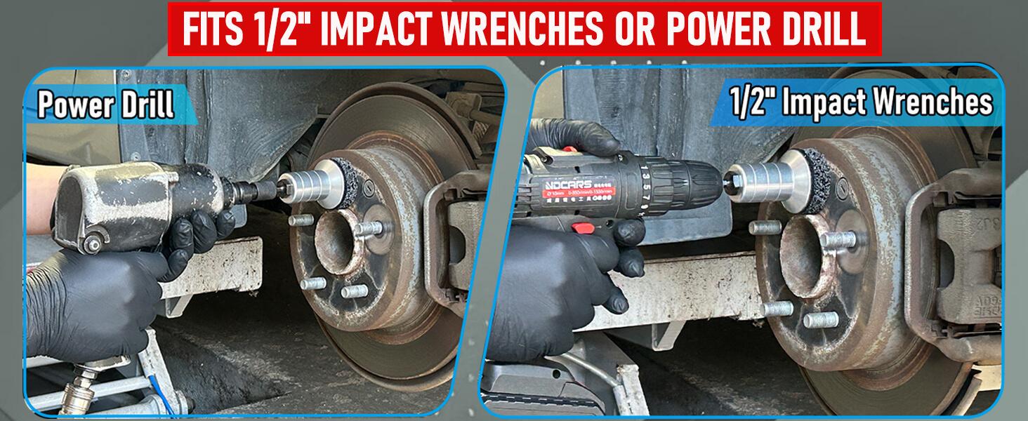 SnapFixMate Wheel Hub Cleaning Kit,Brake Hub Cleaning Kit Includes 3 Pads,Holder and Adapter,Fits Power Drill or 1/2" Impact Driven Wrenches fathersdaygift fathersdaygift