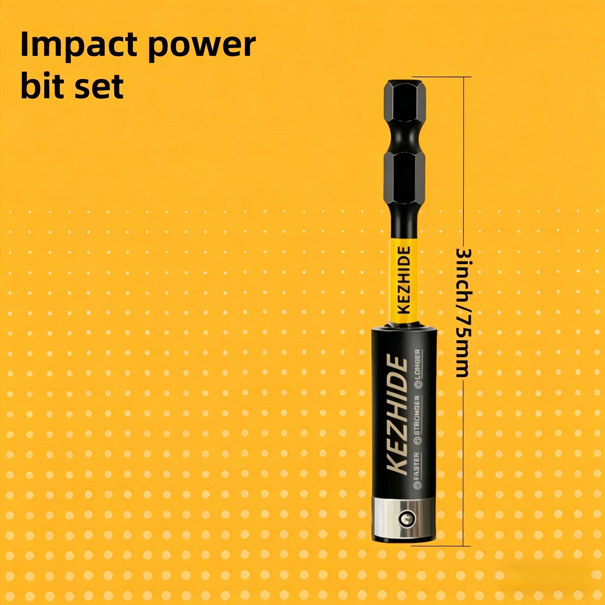 Kezhide Size:5PCS 3Inches Impact Magnetic Screwdriver Bit Holders, S2 Alloy Steel Hex Shank Extension Socket Drill Bit Holder