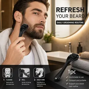 1pc Beard Care Roller Leather Face Roller for Skin & Hair Care Men Women Facial Roller Massager