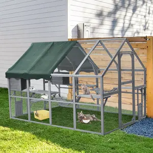 Extra Large Cat Enclosure,110 Inch Large Catio with Waterproof Roof, Extra Large Pet Enclosure for 57 Ft² Space, Multiple Rest Boxes, Ramps, Platforms for Cats and Small Animals Use