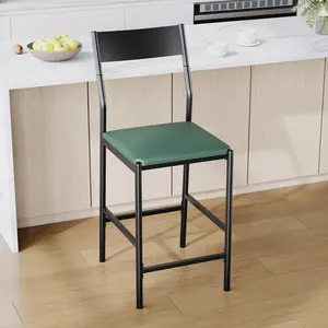 24in Counter Height PU Leather Bar Stools, Ergonomic Chairs with Backrest & Footrest, 300lbs Heavy Duty Support, Multi-Scenic Seating for Kitchen Island Patio Dining Room, Available in Sets of 2 & 4