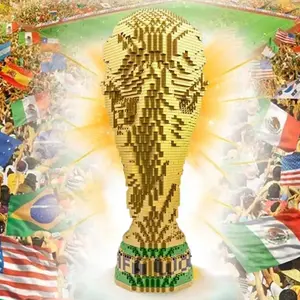 Famous Golden Football Trophy Champions Soccer Trophies Building Blocks Micro Model Bricks Toy For Kids Adult Christmas Gifts