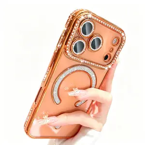 Magnetic Glitter Case for iPhone 17 Pro Max 17Pro 17Air 17, 16 15 14 13 12[Compatible with MagSafe]Military-Grade Protection, Clear Cute Glitter Bling Cover Sparkle Diamond Camera Protector Cover for Women Girls|Gifts suitable for friends and family memb