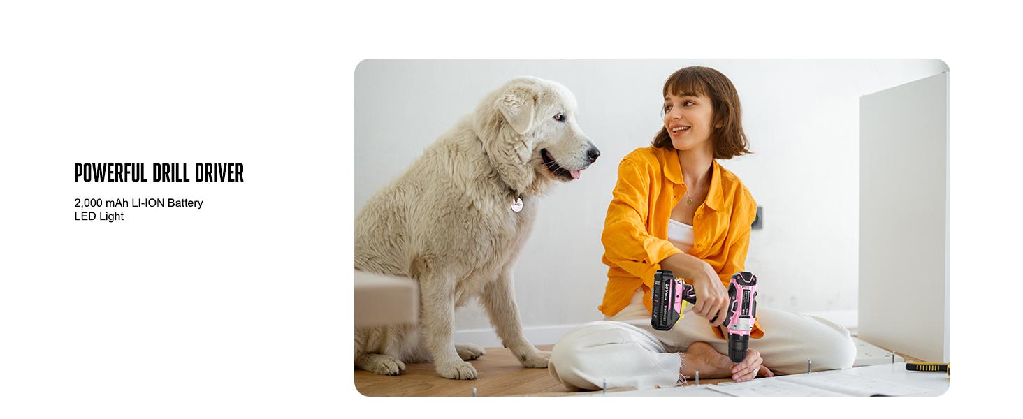 Bielmeier 20V 236Pcs Cordless Pink Drill Set - Essential Women's Pink Tool Set, Lady's Basic Home Tool Kit with Pink Tool Bag - All in One Pink Tool Kit Ideal for DIY, Home Improvement