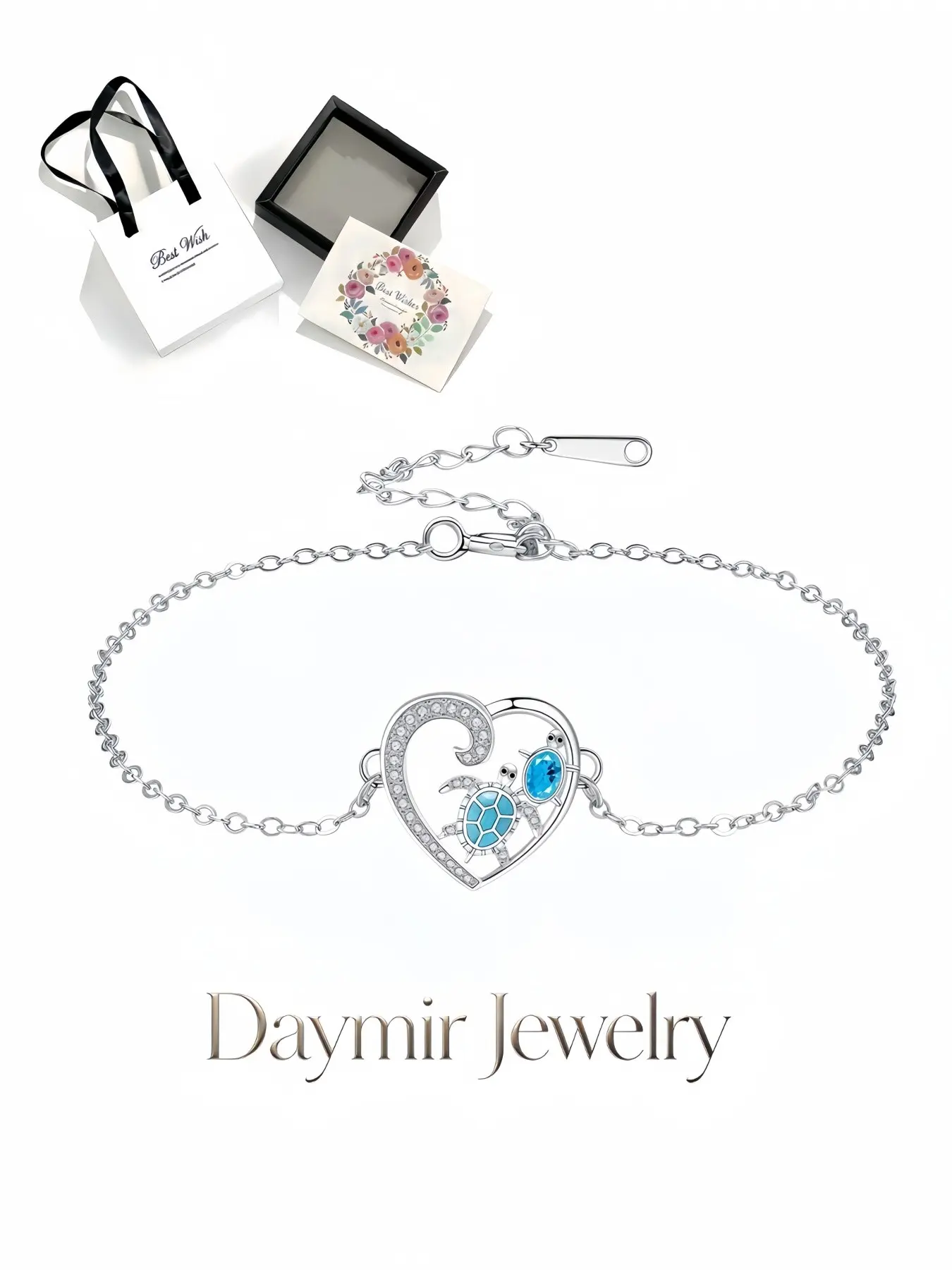 "Heart Turtle Charm" romantic adjustable gemstone bracelet with unique turtle design, paired with an elegant drawer jewelry gift box for women. Ideal gifts for birthdays, Mother’s Day, Valentine’s Day, Christmas and anniversaries.