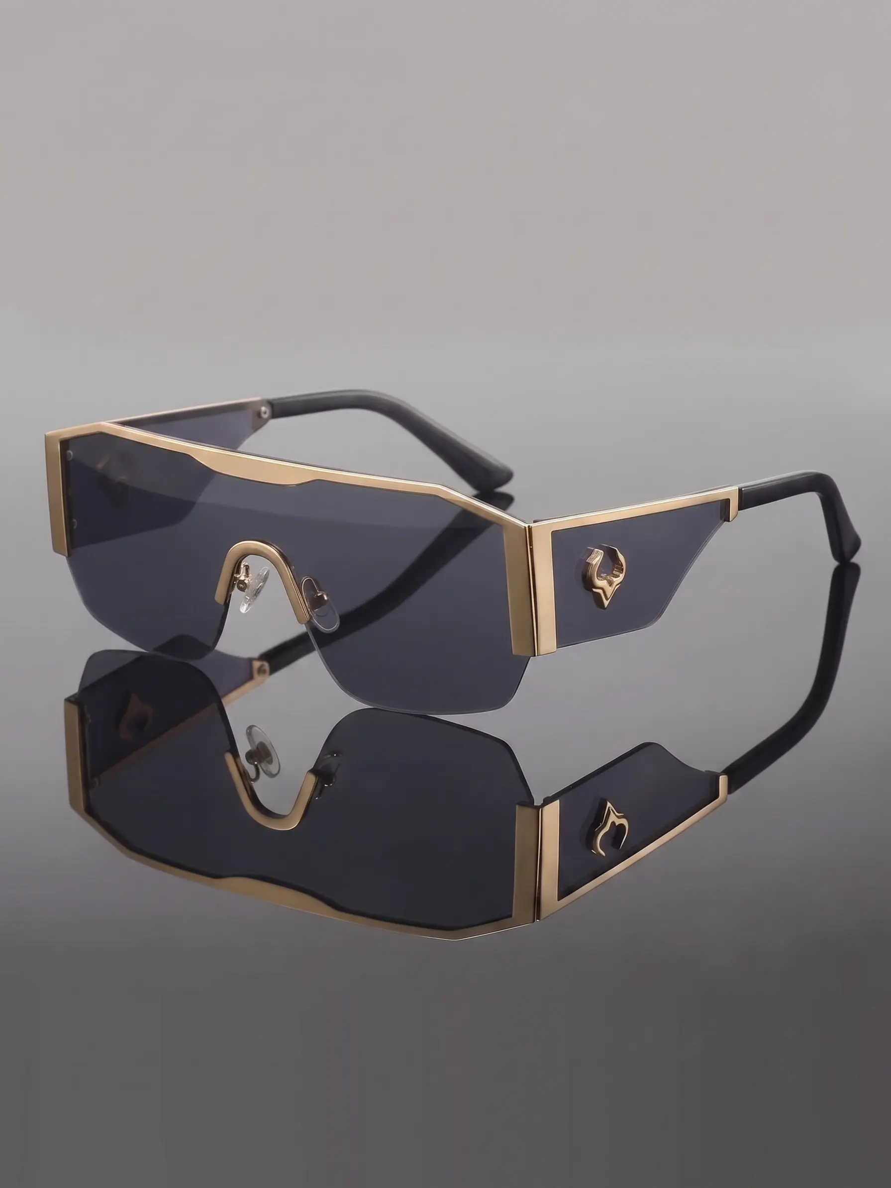 Fashion Metal Trim Large Frame One-Piece Sunglasses, Oversized Unisex Sunglasses, Street Style Cool Men's Sunglasses, Daily Wear Versatile Eyewear