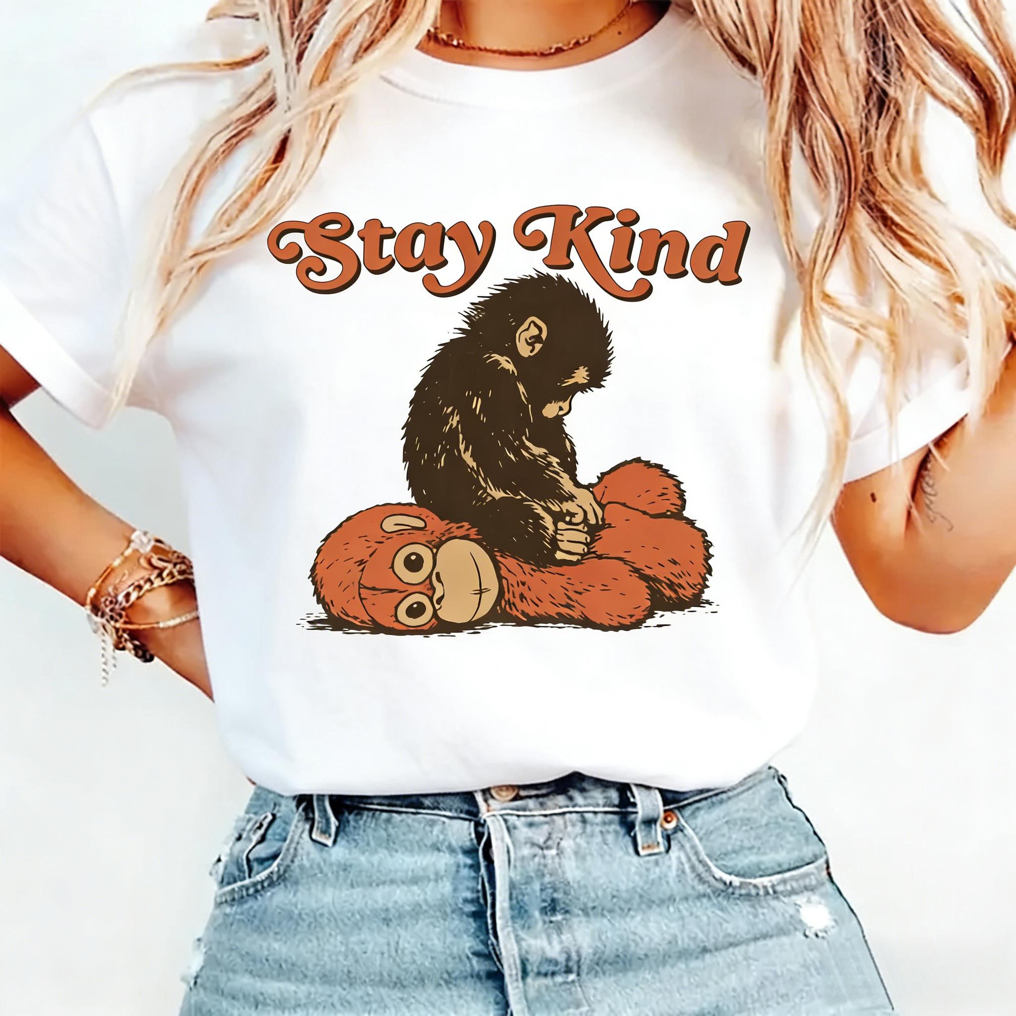 Friendly Little Monkey Shirt, Emotion Plush Toy, Internet Celebrity Emotion Shirt, Casual and Versatile