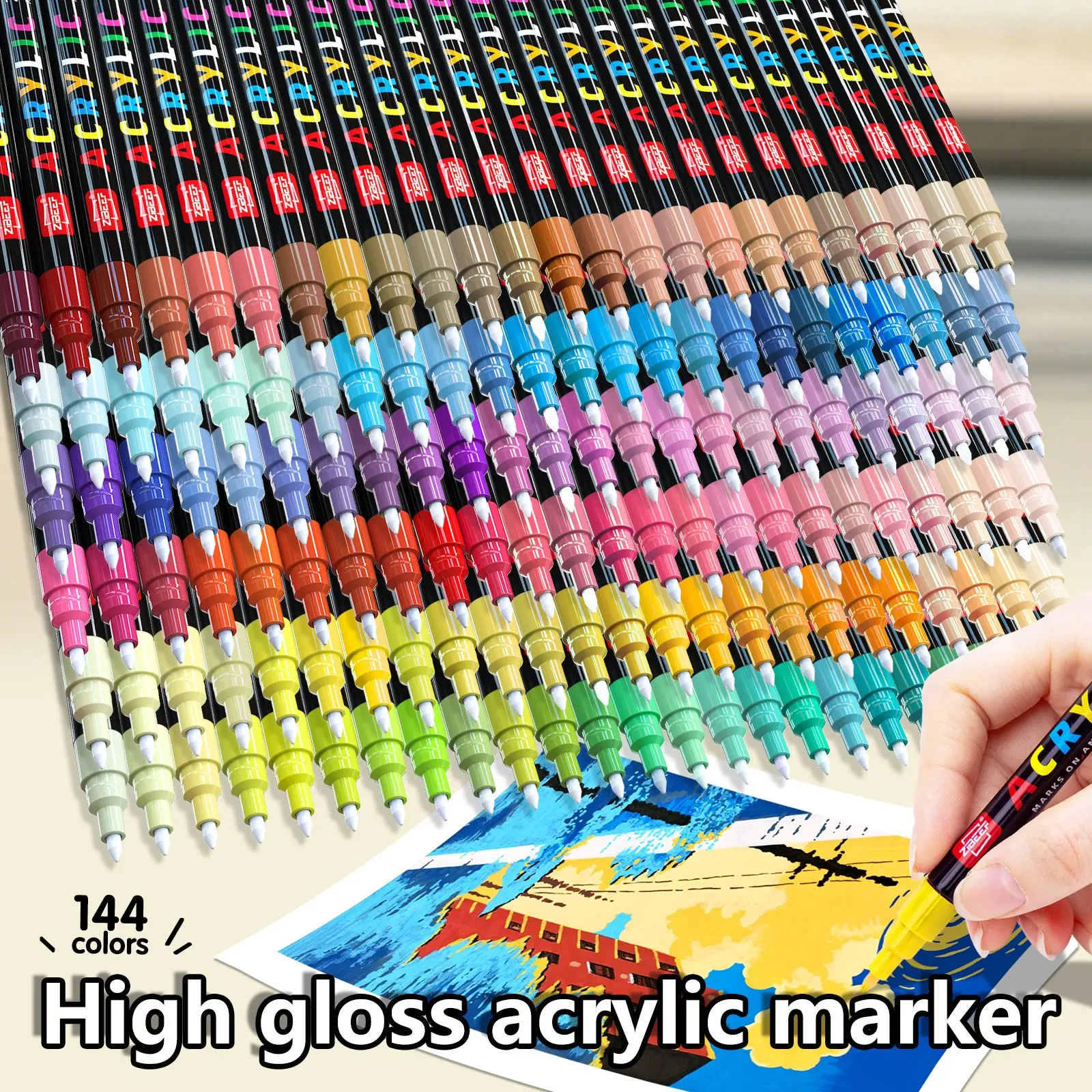 24-Piece Fine Tip Acrylic Marker Pen Set, 6 Color Families, 0.7mm Oil-Based Markers, Art Painting/DIY/graffiti, Essential for Artists, Back-To-School Gift