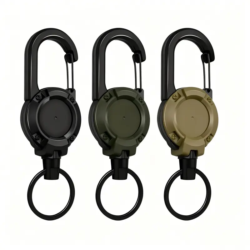 Multi-Use Retractable Badge Reel & Keychain:6.6 lbs Capacity, Cut-Resistant Cable, Safety Lock - All-in-One Clip for ID Badges, Keys, Tools, Work & Outdoor (3Pcs)