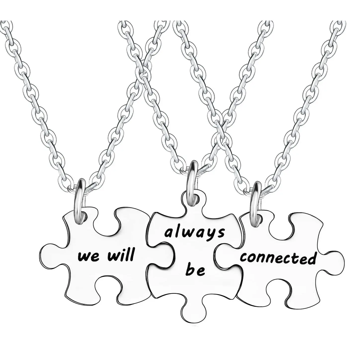 3 count We Will Always Be Connected Necklace Set,   Necklace for 3, Friendship   for Sisters