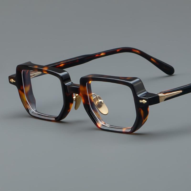 Vintage Tortoiseshell Wide Temple Eyeglasses, Gold Metal Accents, Non-Prescription PC Lenses, Classic Unisex Stylish Durable Eyewear for Men Women