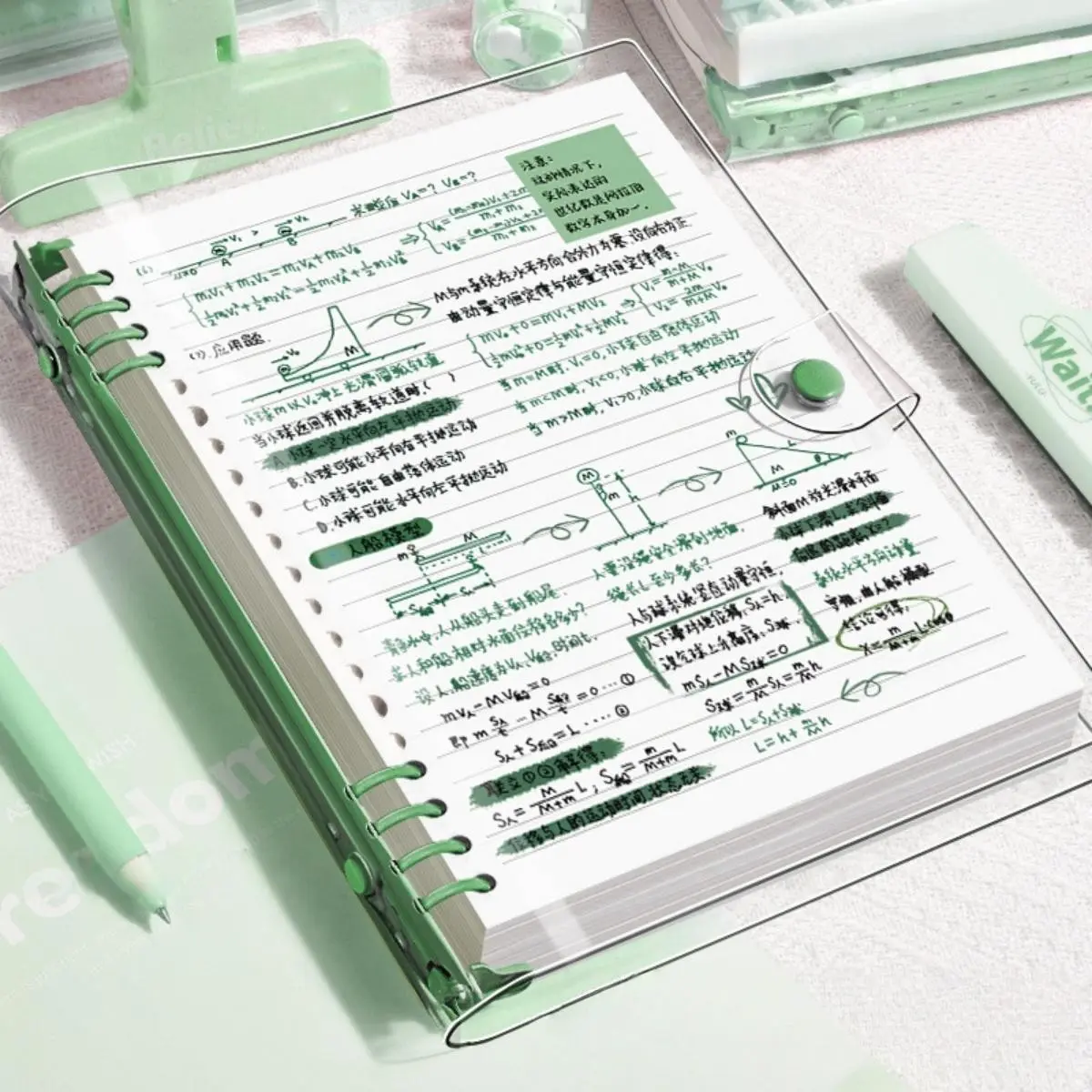 Waterproof Ring Binder Notebook, 240 Pages A5 PVC Transparent, Reusable Interchangeable Tabs, Ideal for Daily Writing, Office, and Study