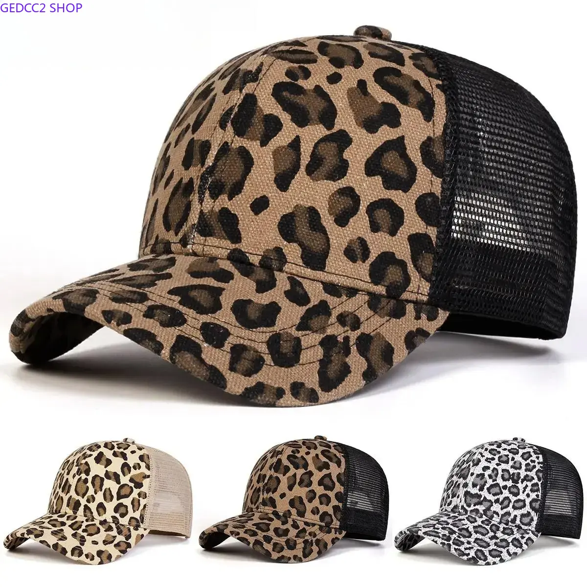 Women's Leopard Print Trucker Hat & Smart Audio Sunglasses Set - Korean Style Cotton Cap, Adjustable for Casual Running and Outdoor Travel, Adjustable Outdoor Cap, Trucker Hats Women, Baseball Cap