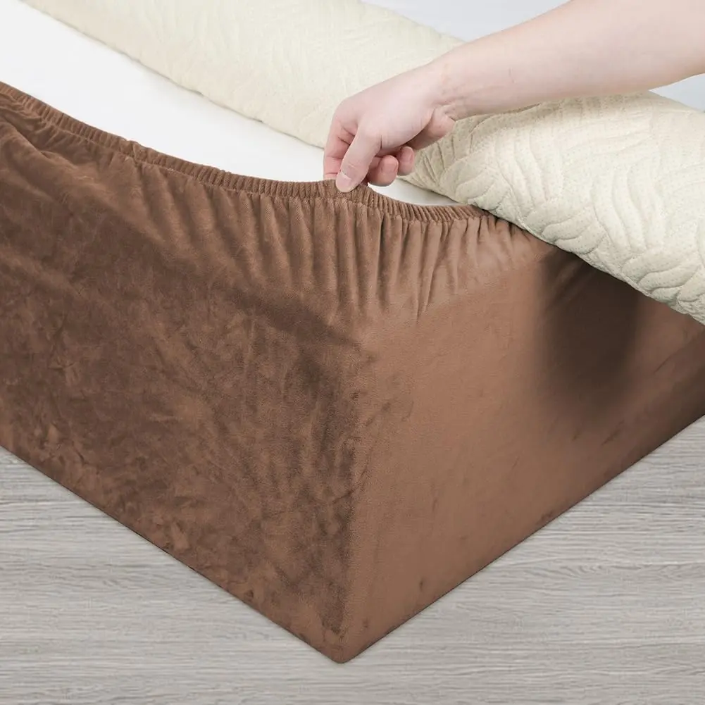 Bed Frame Cover, Bed Base Wrap Cover, Alternative to Traditional Valance Bed Sheet Skirt Cover, Fully Elastic Around The Base of Your Bed, Easy to Install(Brown,  Bed Width:-51")