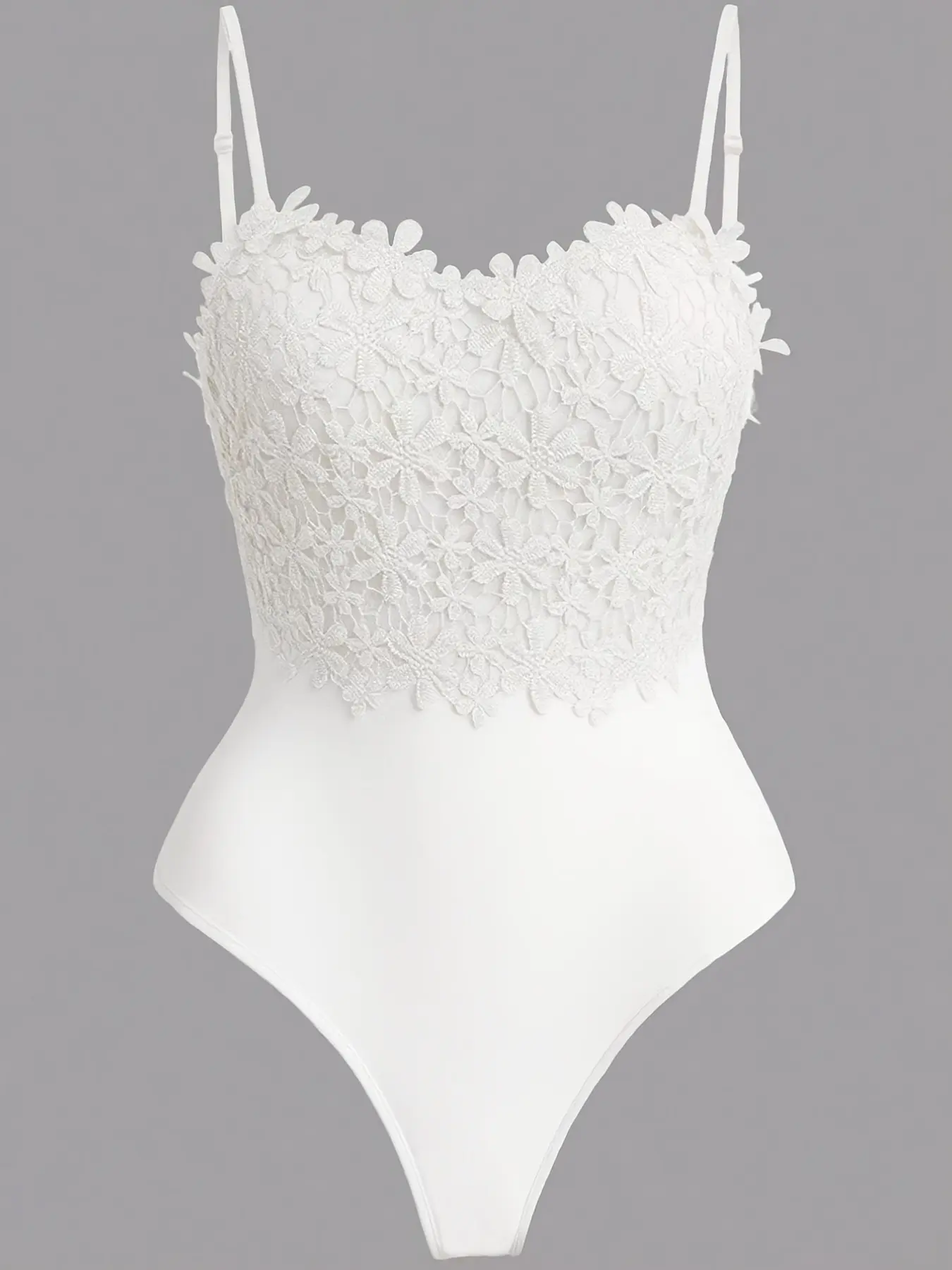 Women's Fashion Tight-Fit Spaghetti Strap Summer Bodysuit, Front and Center Panel Design, Embroidered One-Piece, Stylish and Comfortable Apparel, Sleeveless Bodysuits, Going Out Bodysuit