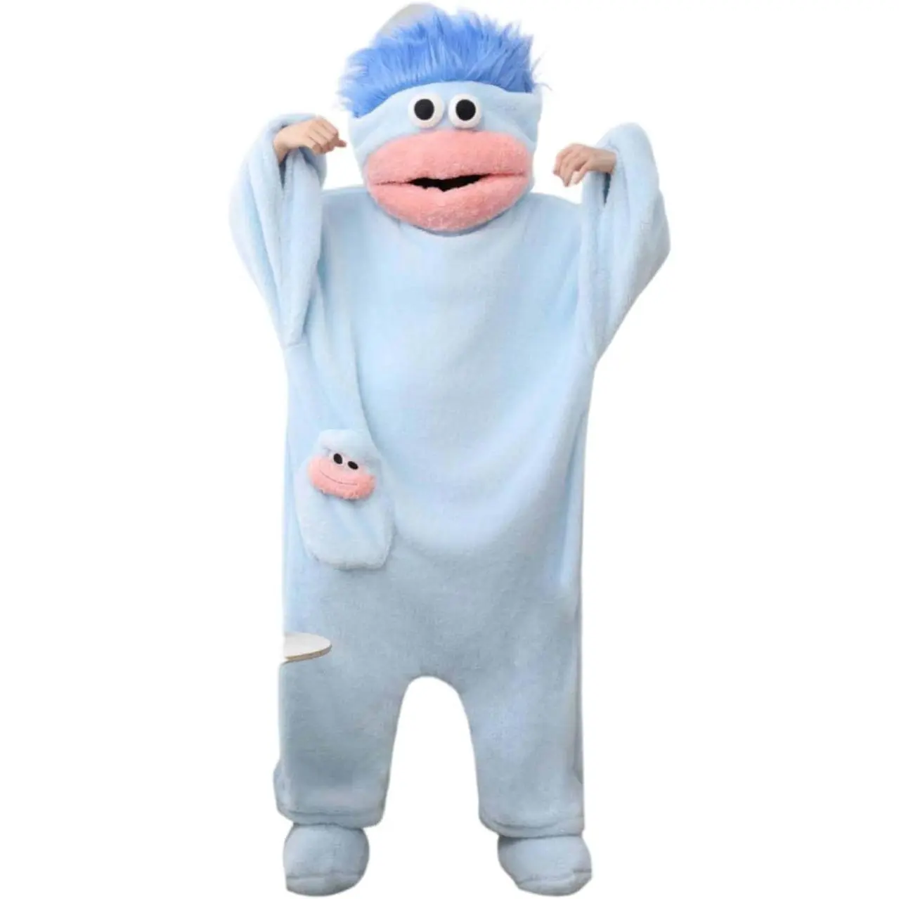 Plus Size Big Mouth Monster Onesie for Unisex Adults, Oversized Loose Fit Soft Plush Coral Fleece Funny Hooded Pajamas, Roomy Cozy Full-Body Long Sleeve Sleepwear for Halloween Party Cosplay Sleepover Casual Loungewear & Gift