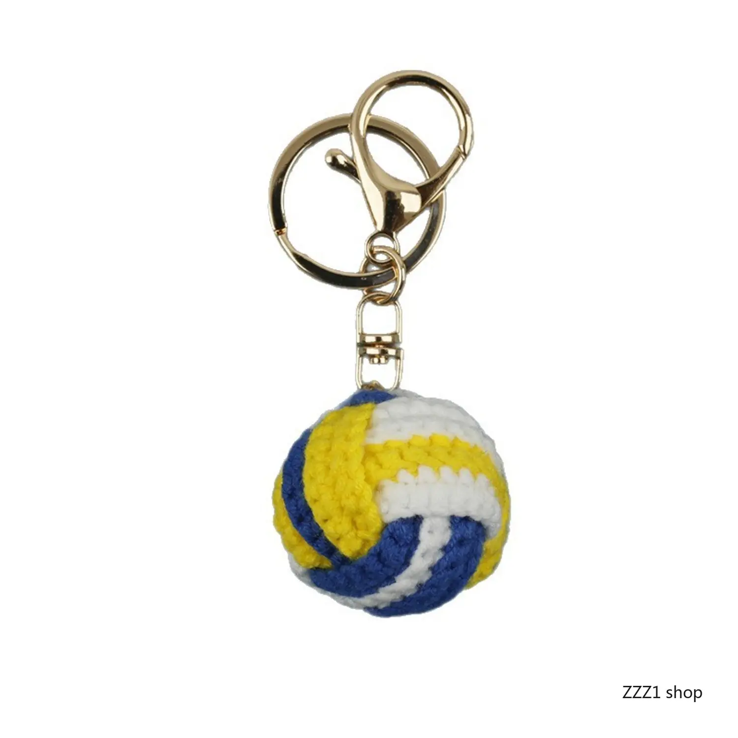 Crochet Volleyball Keychain Handmade Knitted Sports Ball Keyring for Volleyball Players Coach Team Gifts End of Season School Graduation Present