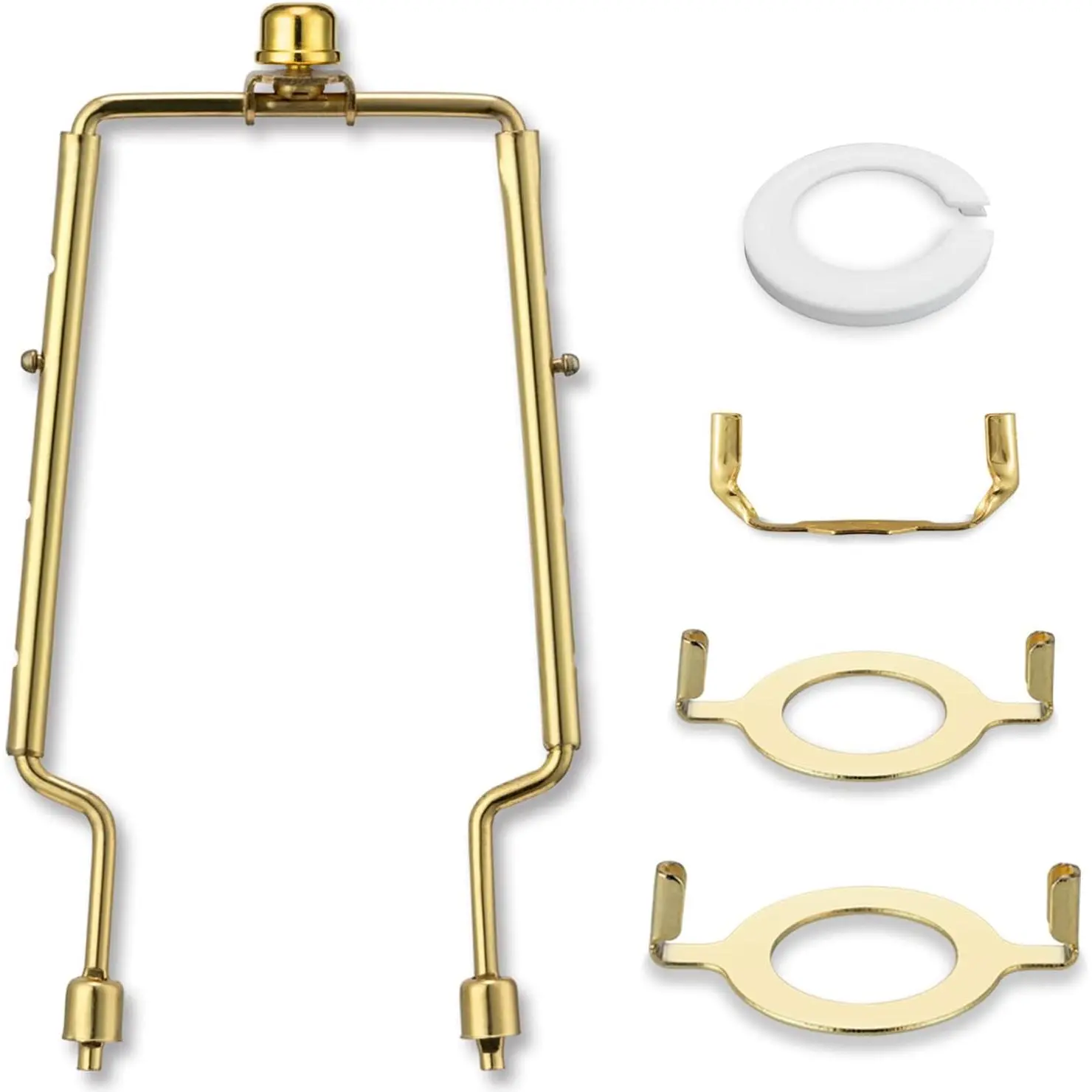 Lampshade bracket, 7/8/9/ 10inch adjustable lamp stand, includes hardware accessories, brass lamp stand frame and decorative head, standard lamp holder, E14/E26/E27 lamp socket adapter, lamp stand accessories