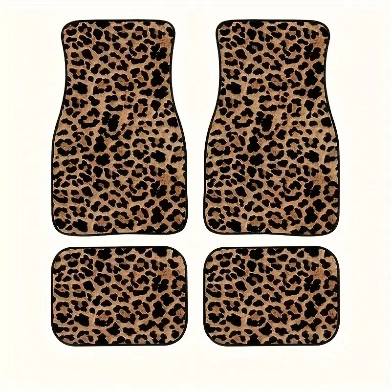 Yellow Leopard Car Floor Mats | Bold wild interior style upgrade 4pcs Car Mats Set all-season non-slip car carpets, easy clean & universal fit Automotive Floor Mats
