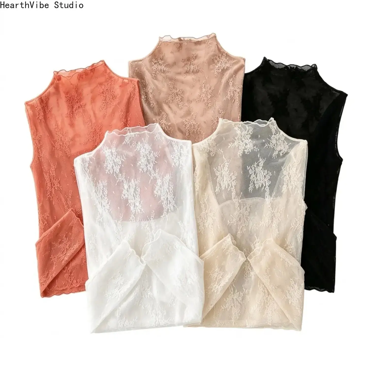 Women's 5-Pack 2026 New Elegant Floral Lace Mesh Long-Sleeve Tight-Fit Innerwear Top - Stretchy Fabric, Soft Breathable Lightweight, Spring-Autumn Casual Layering, US-Designed Sports & Outdoor Essential, Back to School Gift