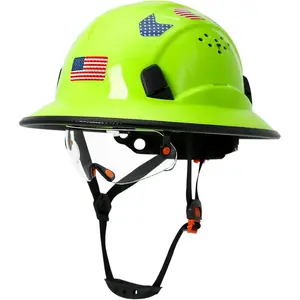 Full Brim Outdoor Cap with Clear Flip Visor, Vented Lightweight Headwear with Chin Strap, Adjustable 6-Point Suspension Hat for Gardening Farming DIY Outdoor Work