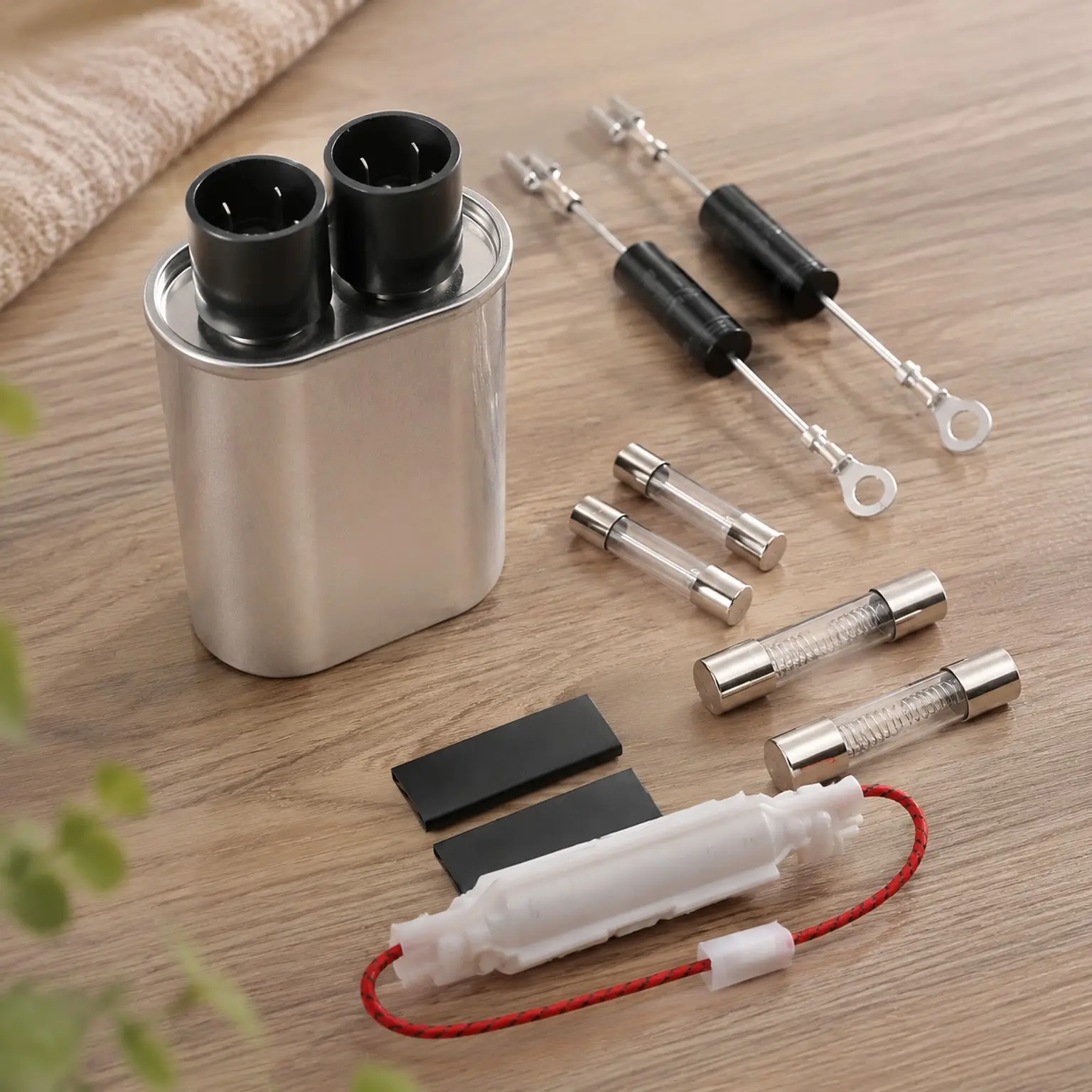 Home Microwave Oven Repair Kit - HV Capacitor 2100V 1.0uF, Diode CL01-12, Slow Blow Fuse 5x20mm, 6x30mm 20A, 6x40mm 0.75A 0.8A 5KVGift