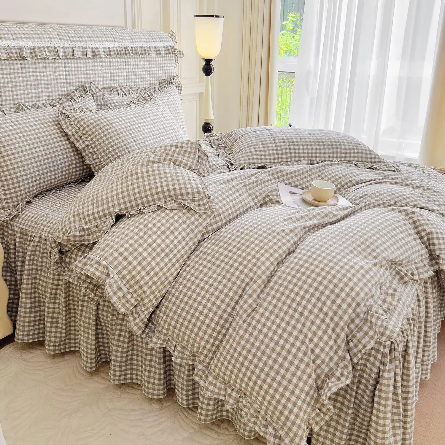 05 - Ruffle # Tan Gingham