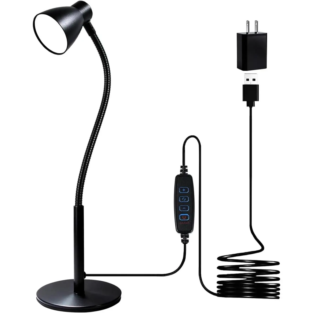 Dimmable Gooseneck LED Desk Lamp with CRI 90+ Eye-Caring Reading Light, Adjustable Brightness for Home Office, Study Desk, Adapter IncludedGift