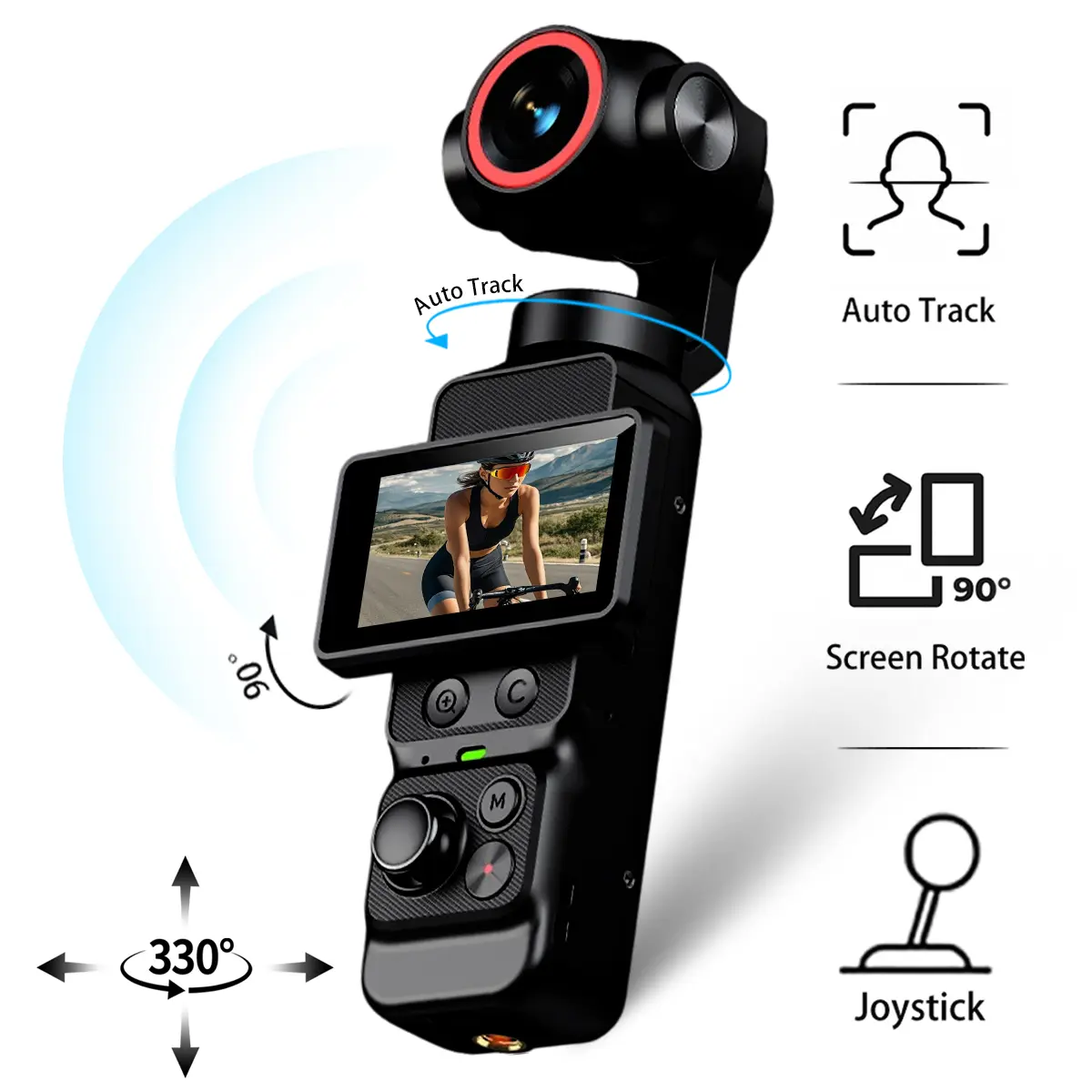Upgraded Vlogging Camera, 8X Digital Zoom & 330° Rotating Lens, Full Body Camera with Face Tracking, Always Stay in Frame, Perfect for Vlogs & Selfies
