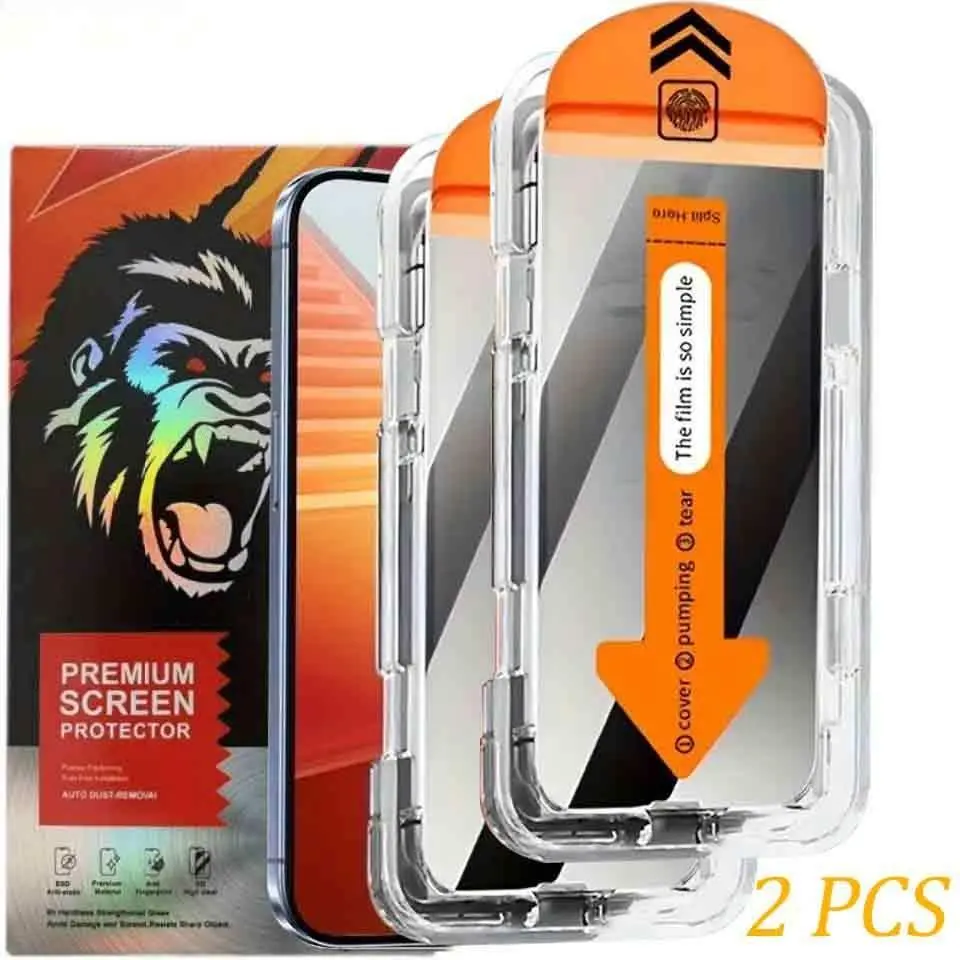 2 Pack Strong Light Gorilla Privacy Screen Protector Compatible With for iphone 17 Pro Max 17 Air 17 Pro 17 16 Pro Max 16e 15 14 Plus 13 12 Mini 11 XR X XS Dynamic Island Friendly 9H Tempered Glass Anti-Scratch Anti-Fingerprint Easy Installation
