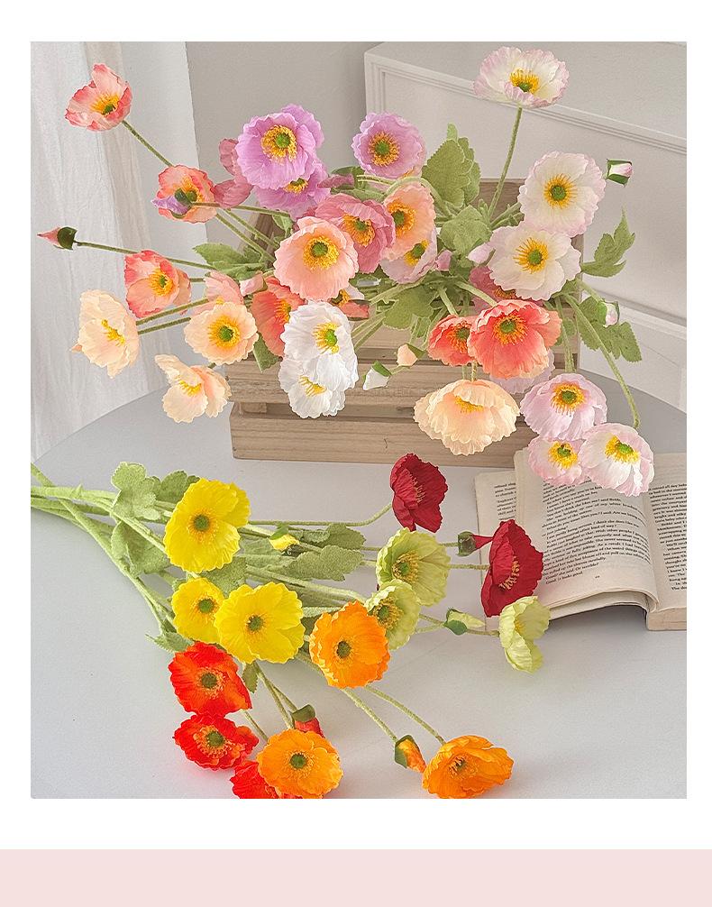 Poppies Artificial Flowers High-End Realistic Wedding Scene Arrangement Home Decoration Ornaments Artificial Silk Flowers Fake Flowers