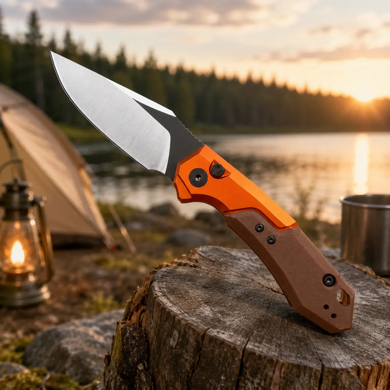 Limited Edition KS 7851 CPM-154 Stainless Steel Button Lock EDC Pocket Knife - Compact Aluminum-G-10 Handle Flipper, Camping Gear with Lauch19 Gift Box