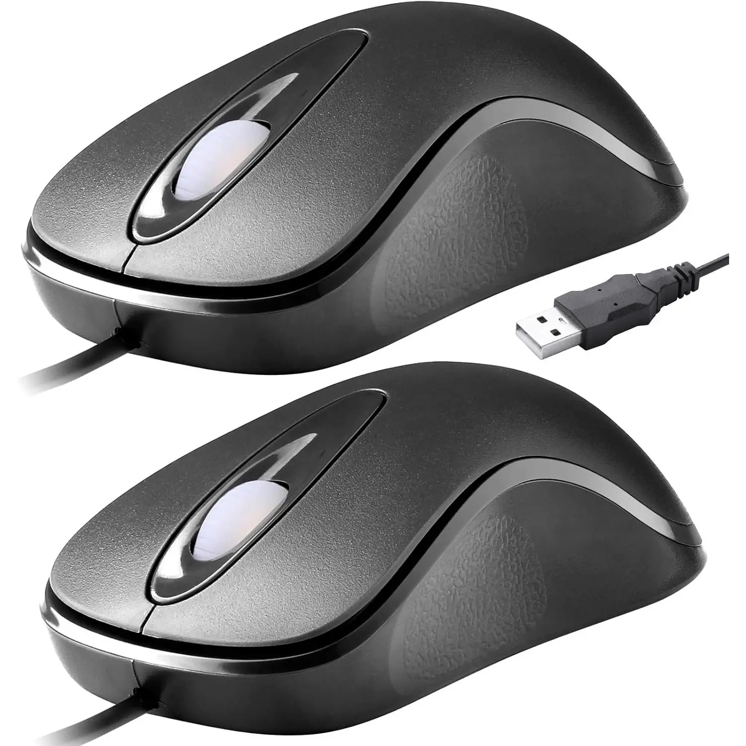 2pack Classic Wired Office   USB Optical 3-Button 1000 DPI Comfortable Durable for Windows  Laptop Desktop Black