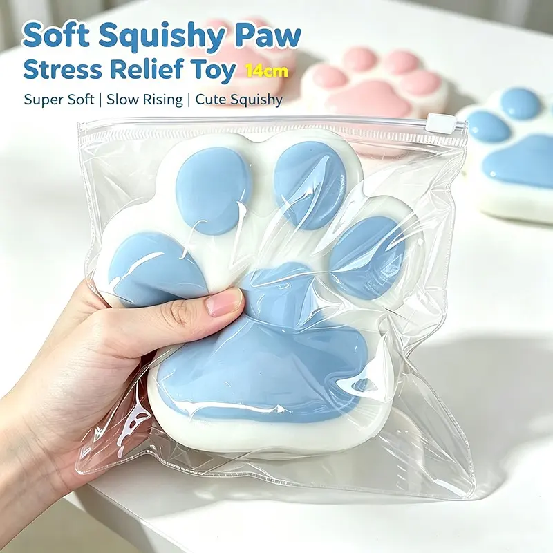 Large Cat Paw Stress Relief Toy, 14cm Soft Silicone Slow Rebound, Adult Anxiety Relief, Pressure Release Toy, Anti-Stress Fun Gift
